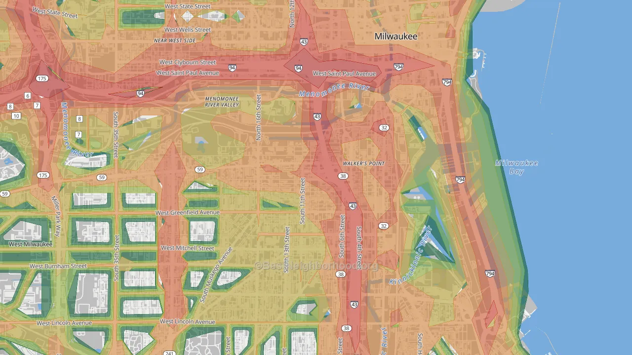 Walker's Point, Milwaukee, WI Map of Noise Levels in Walker's Point