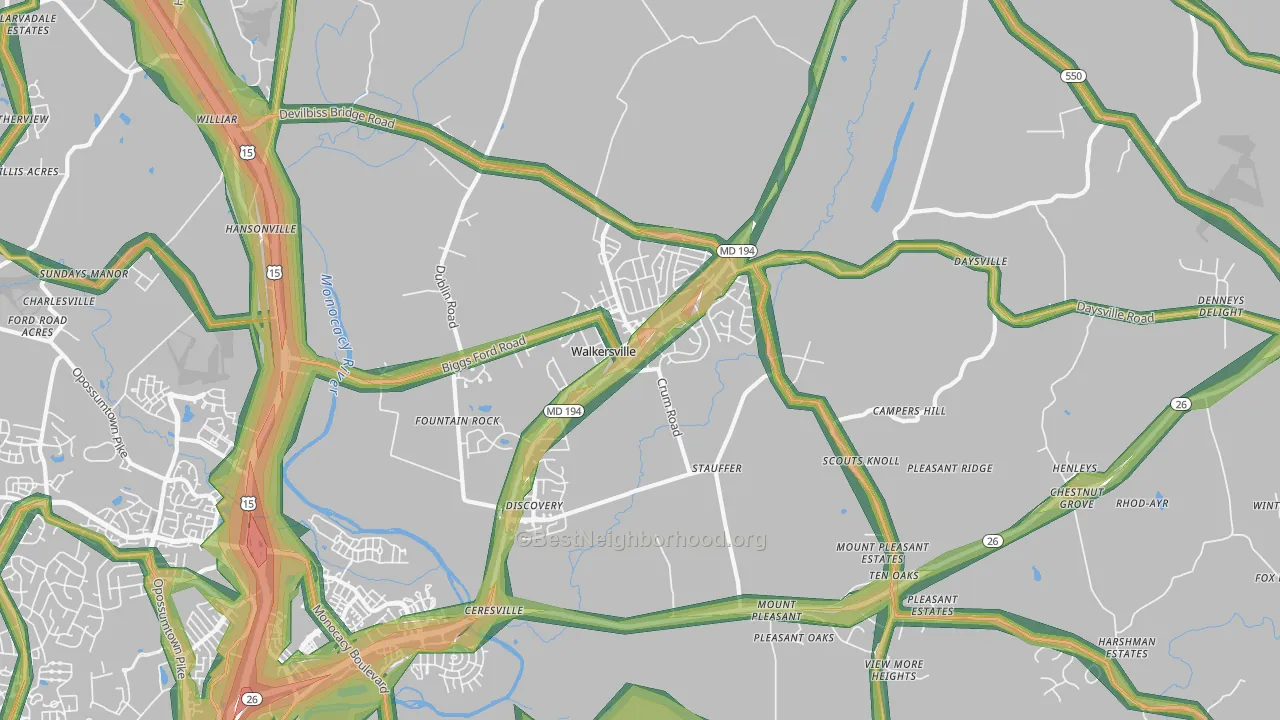 Walkersville, MD Map of Noise Levels in Walkersville
