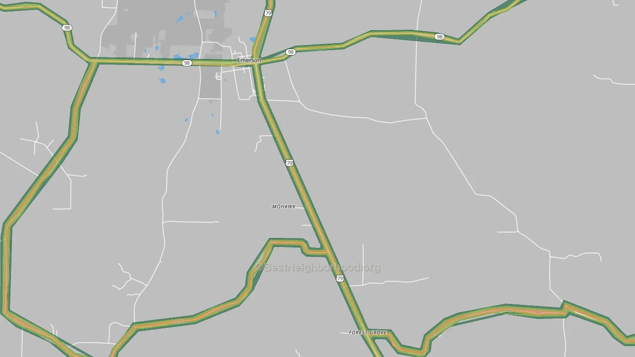 Walkerville, AR Map of Noise Levels in Walkerville