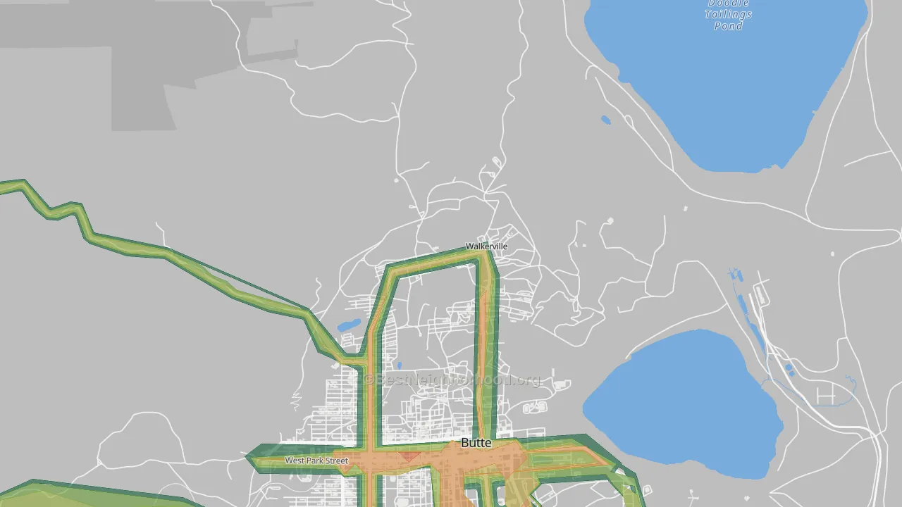 Walkerville, MT Map of Noise Levels in Walkerville