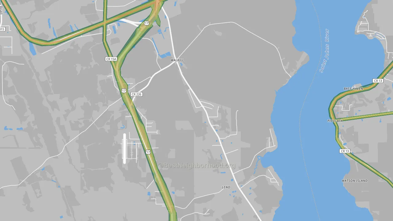 Walkill, FL Map of Noise Levels in Walkill
