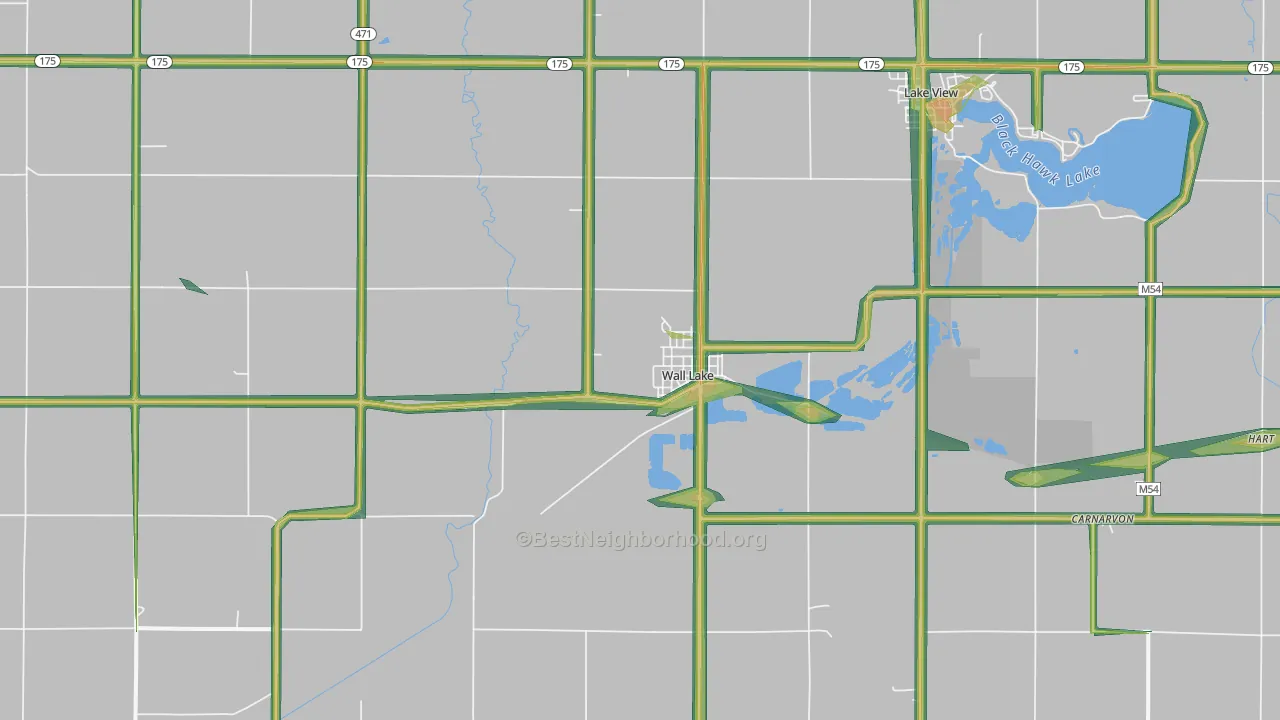 Wall Lake, IA Map of Noise Levels in Wall Lake