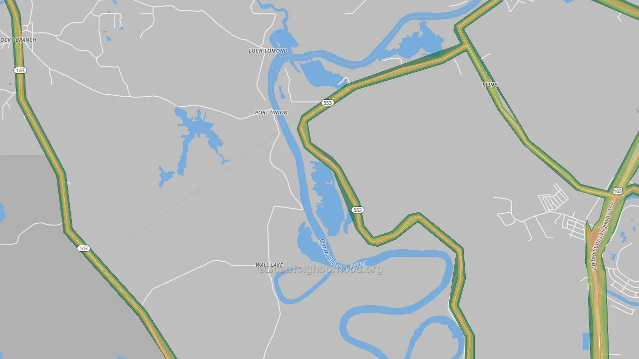 Wall Lake, LA Map of Noise Levels in Wall Lake