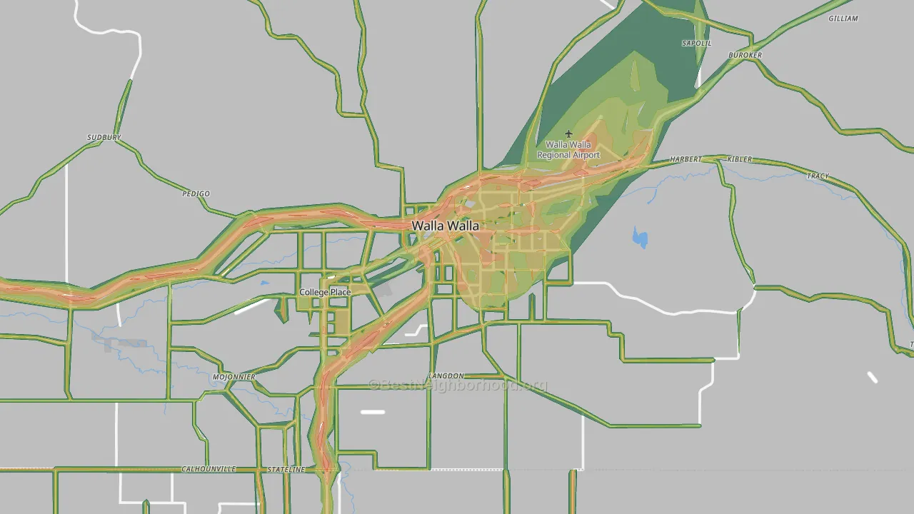 Walla Walla, WA Map of Noise Levels in Walla Walla