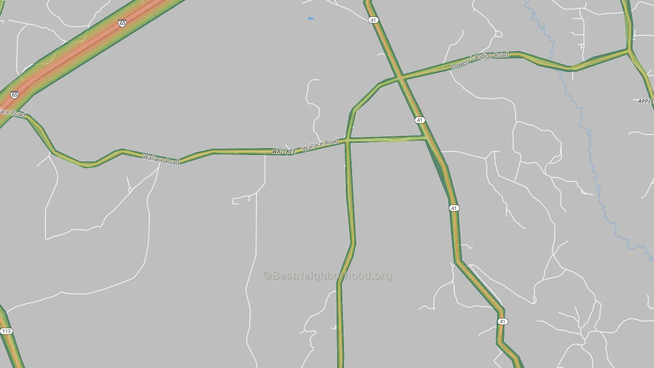 Wallace, AL Map of Noise Levels in Wallace