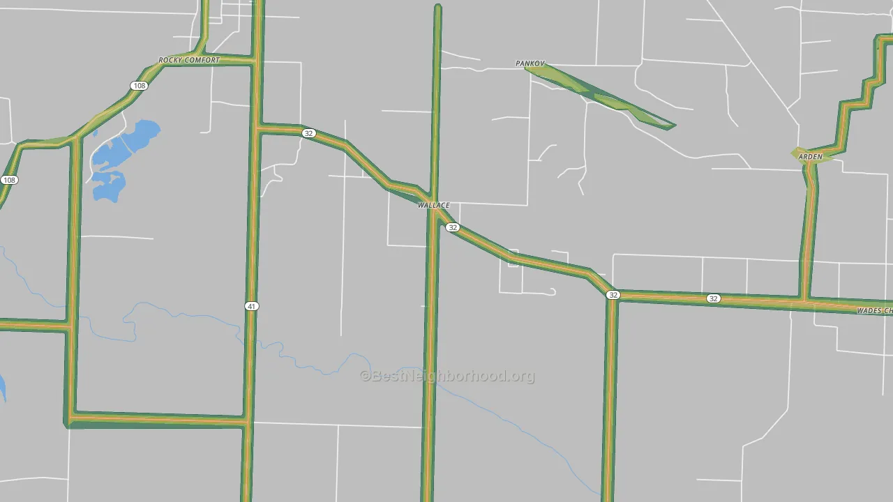 Wallace, AR Map of Noise Levels in Wallace