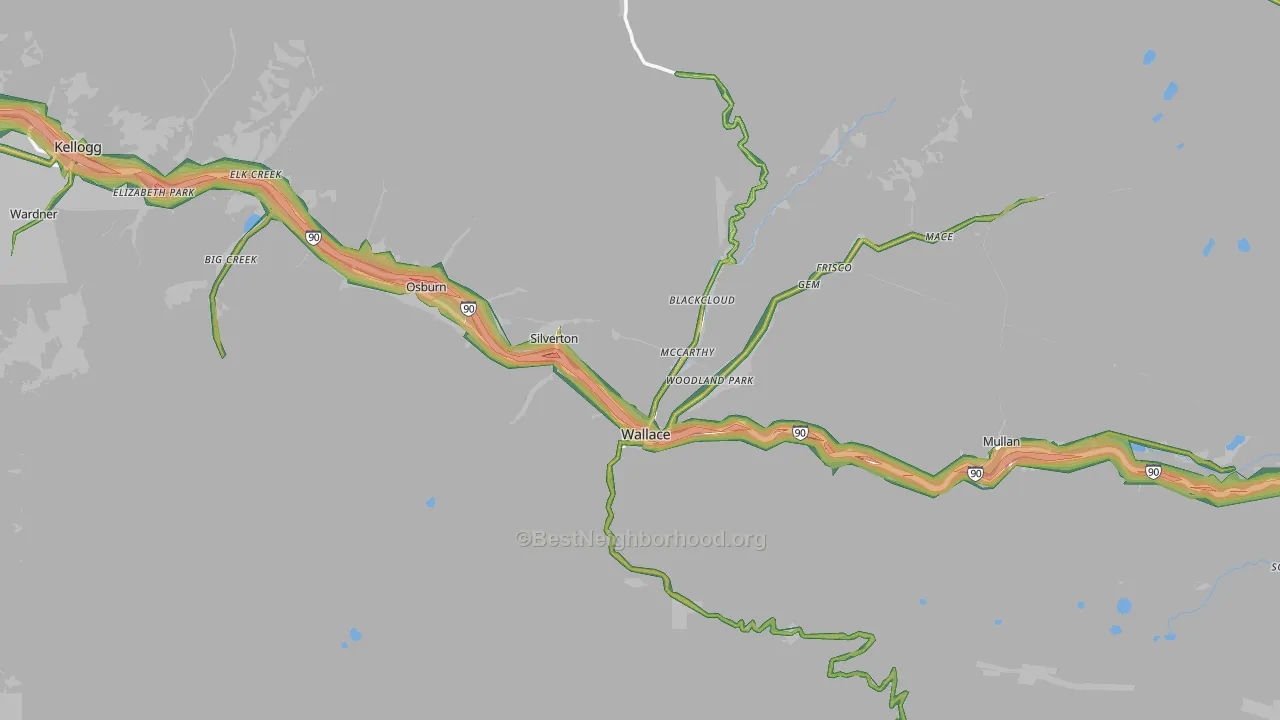 Wallace, ID Map of Noise Levels in Wallace