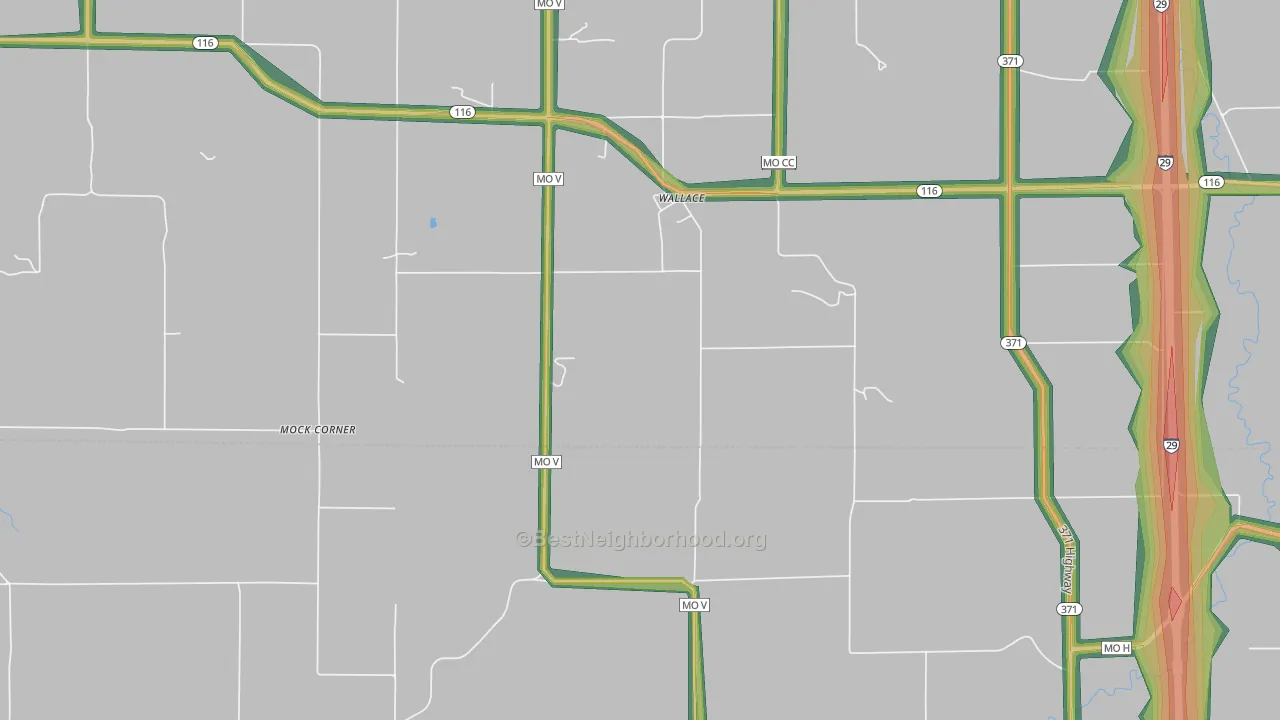 Wallace, MO Map of Noise Levels in Wallace