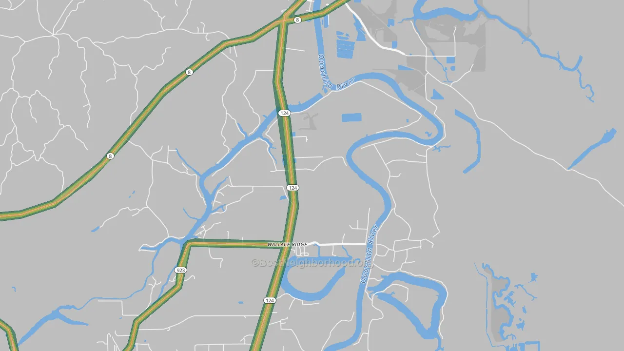 Wallace Ridge, LA Map of Noise Levels in Wallace Ridge