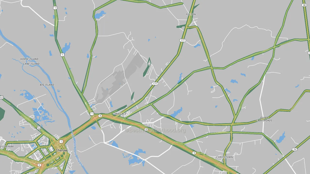 Wallace, SC Map of Noise Levels in Wallace