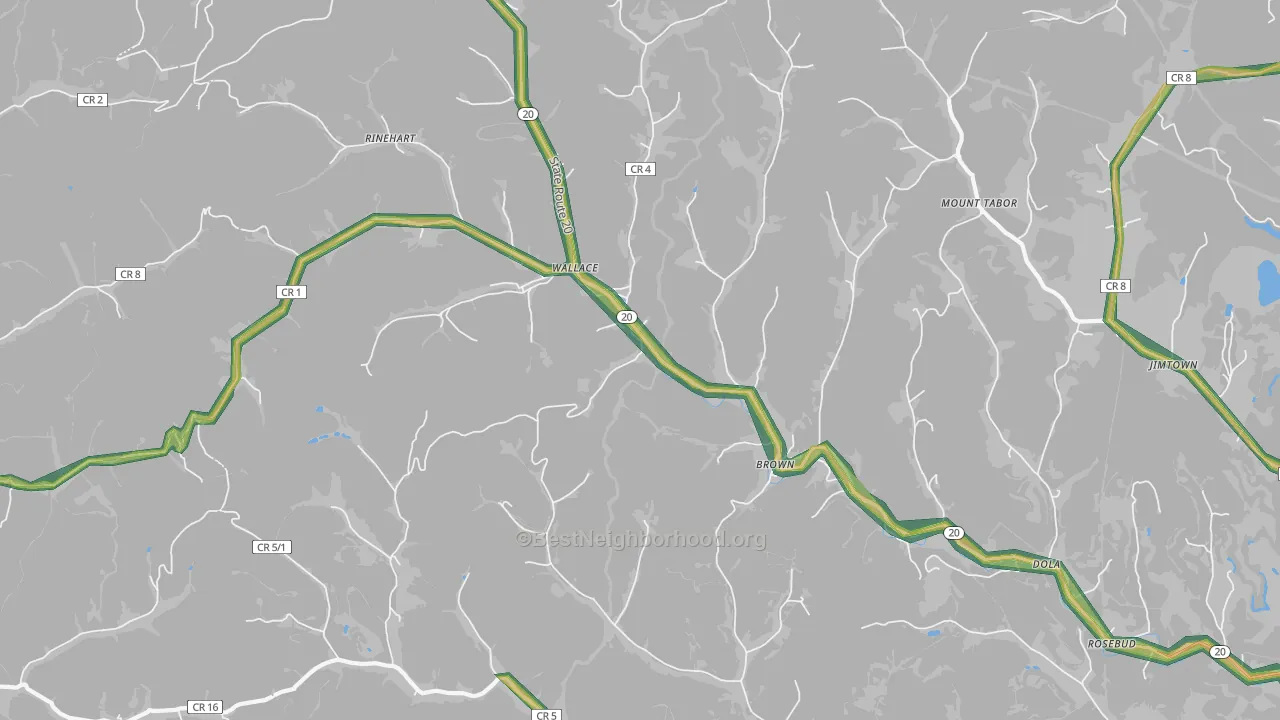 Wallace, WV Map of Noise Levels in Wallace