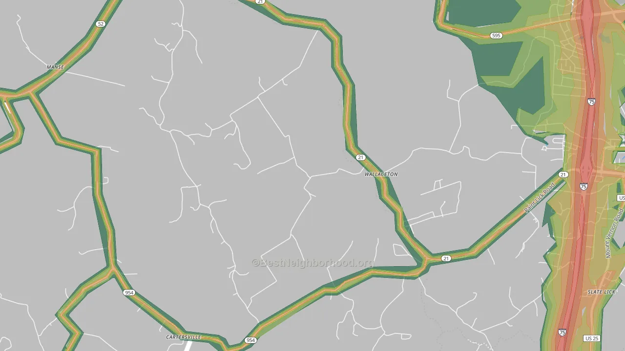 Wallaceton, KY Map of Noise Levels in Wallaceton