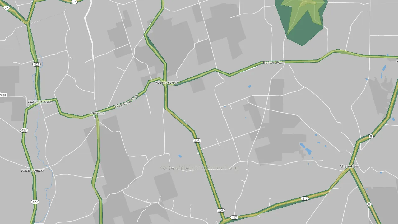 Wallaceville, PA Map of Noise Levels in Wallaceville