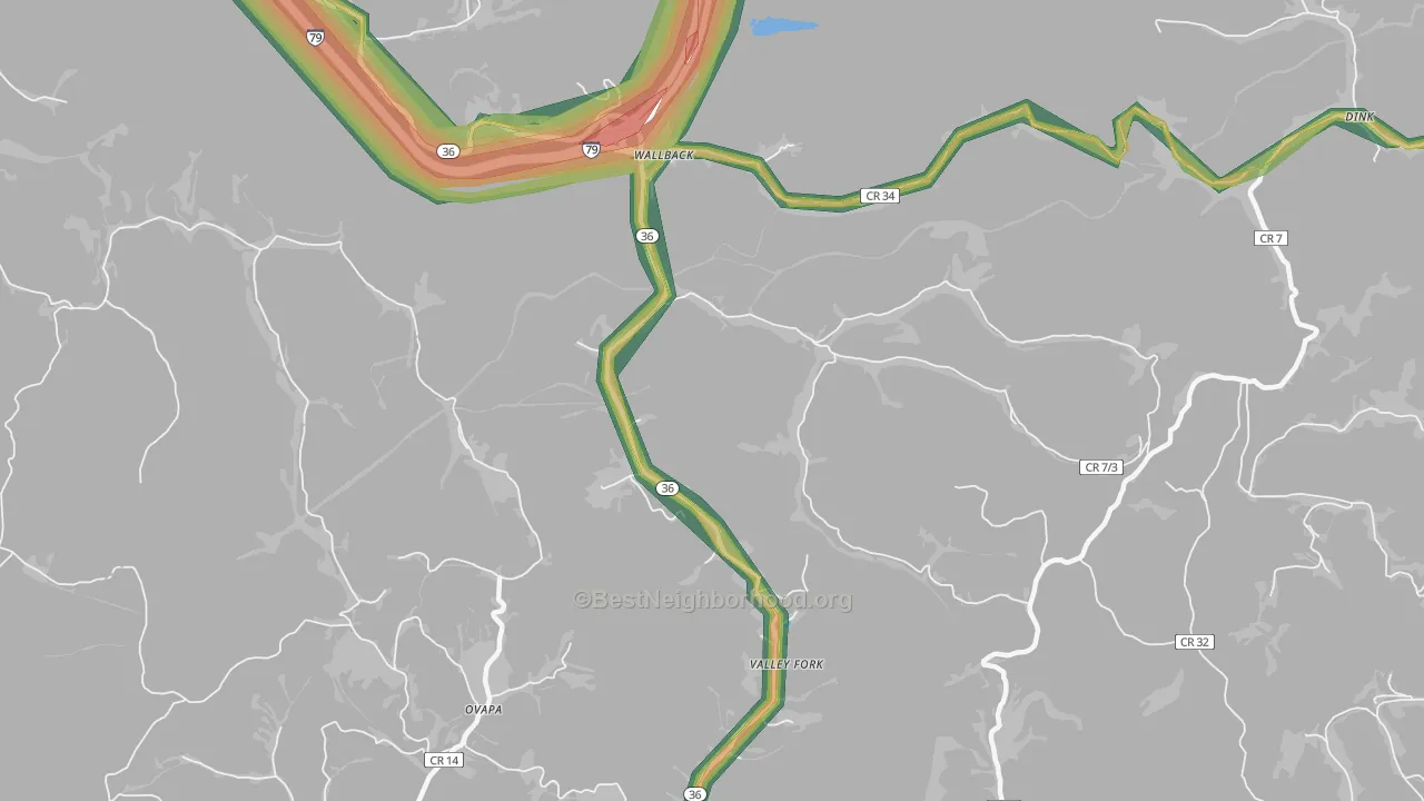 Wallback, WV Map of Noise Levels in Wallback