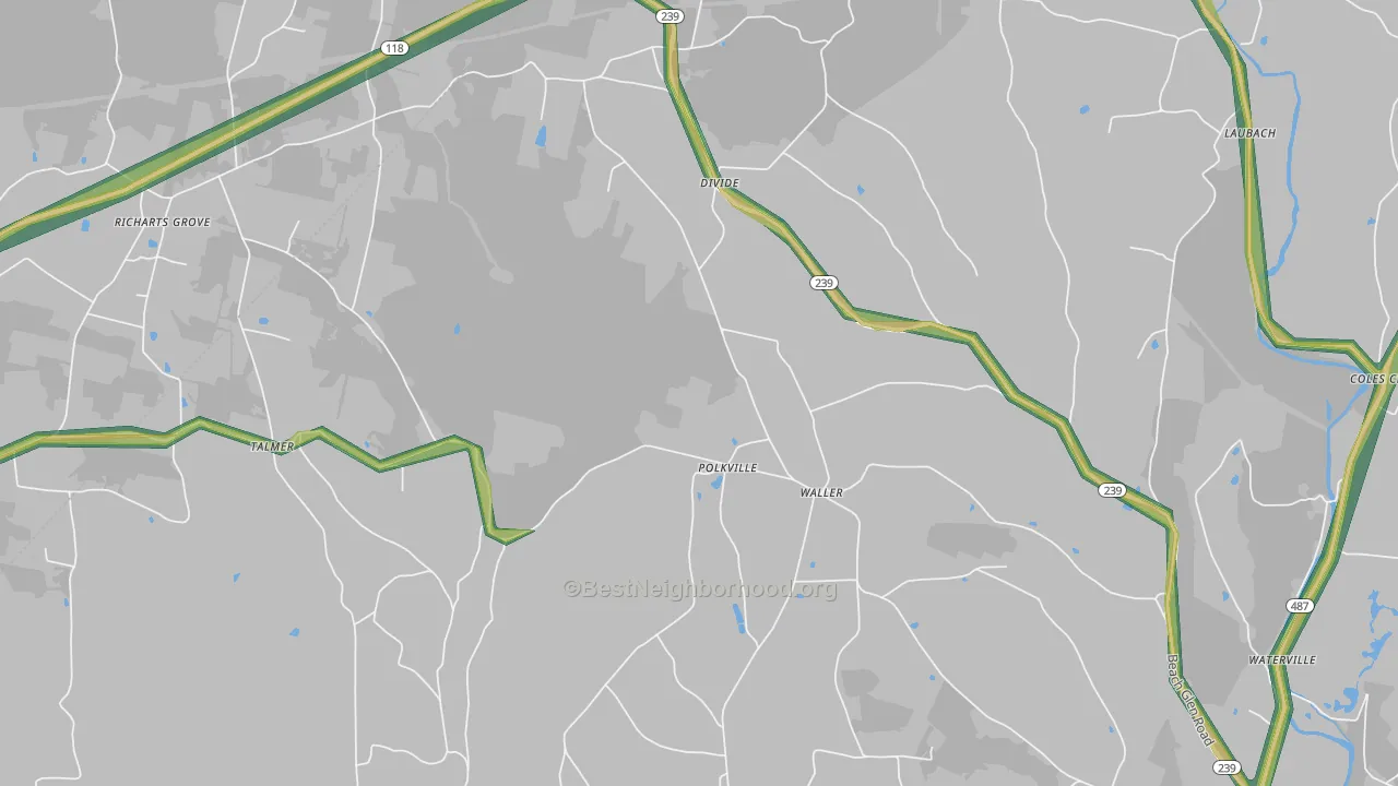 Waller, PA Map of Noise Levels in Waller