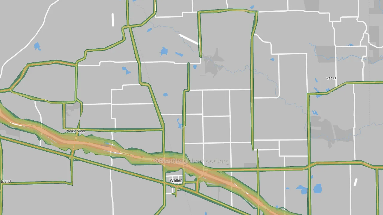 Waller, TX Map of Noise Levels in Waller