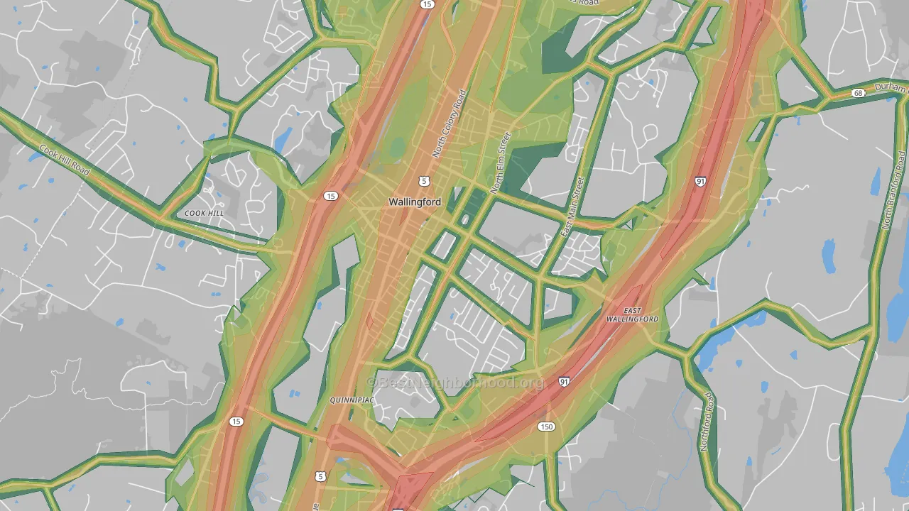 Wallingford Center, CT Map of Noise Levels in Wallingford Center
