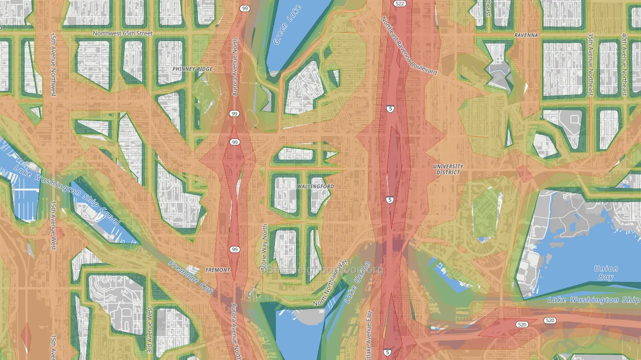 Wallingford, Seattle, WA Map of Noise Levels in Wallingford