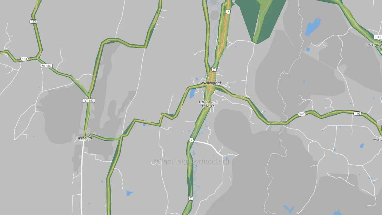 Wallingford, VT Map of Noise Levels in Wallingford
