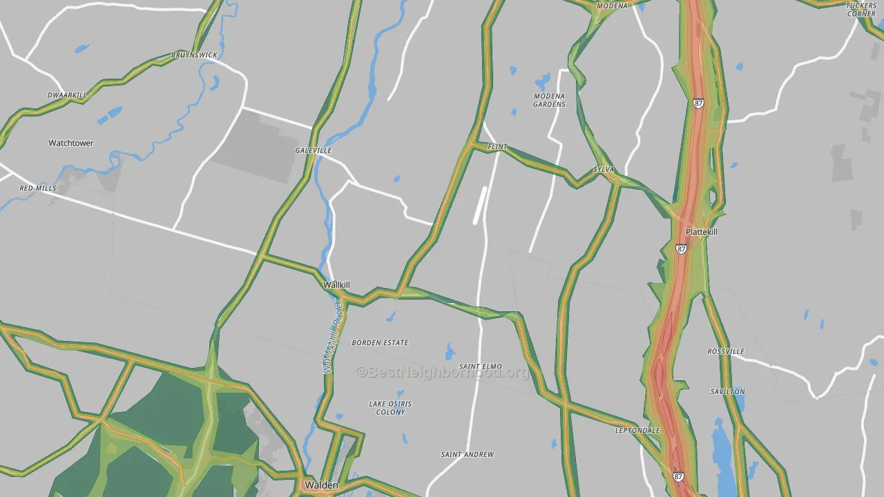 Wallkill, NY Map of Noise Levels in Wallkill
