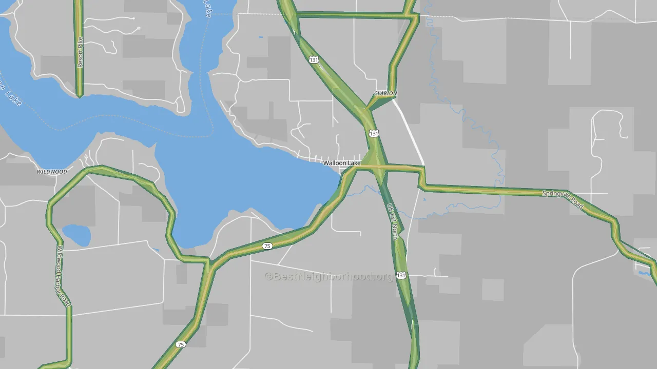Walloon Lake, MI Map of Noise Levels in Walloon Lake
