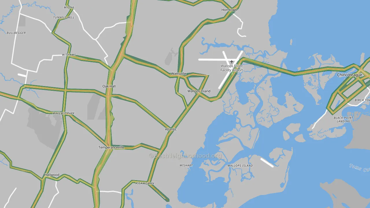 Wallops Island, VA Map of Noise Levels in Wallops Island
