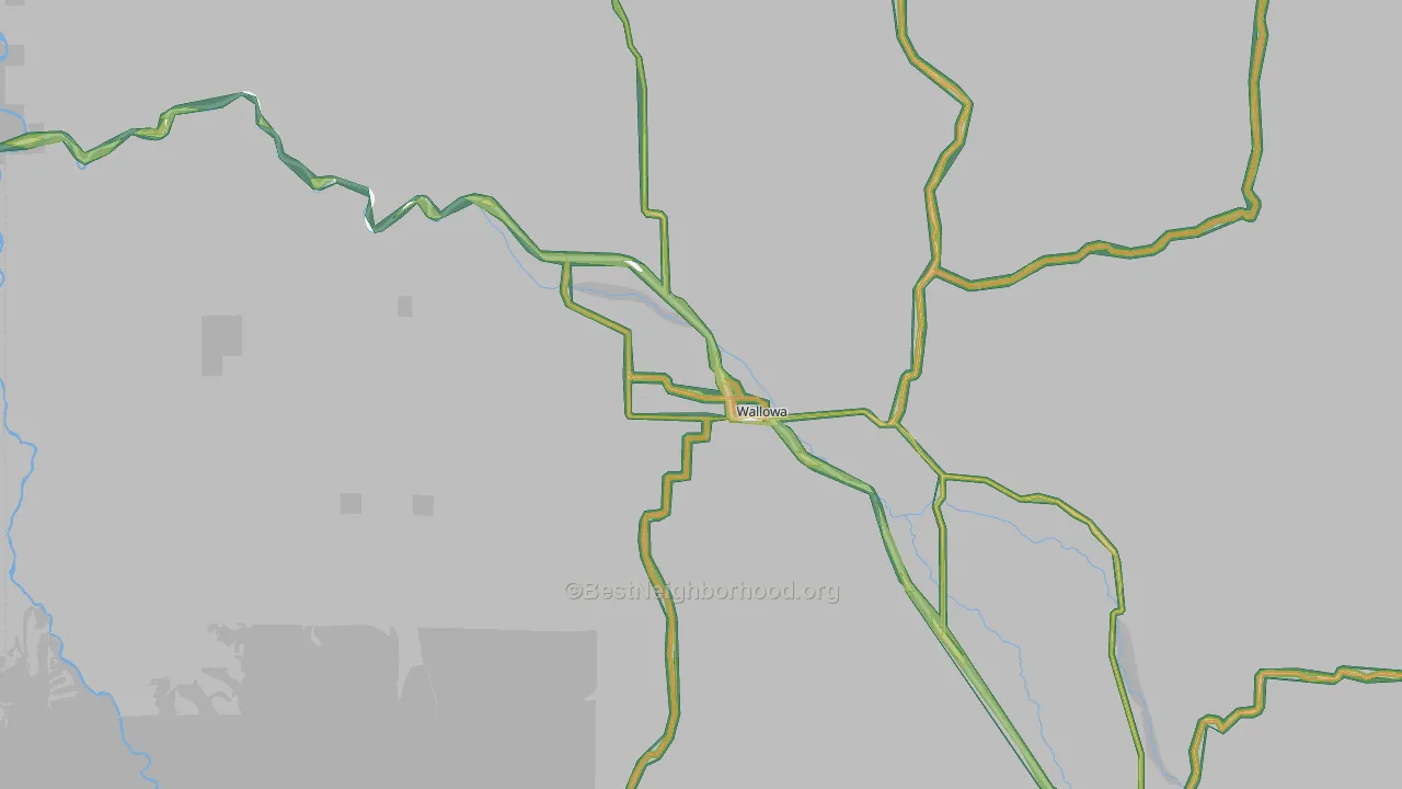 Wallowa, OR Map of Noise Levels in Wallowa