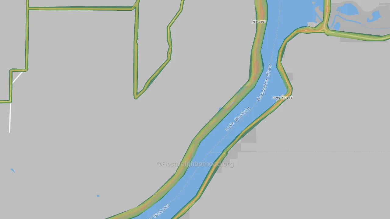 Wallula Junction, WA Map of Noise Levels in Wallula Junction