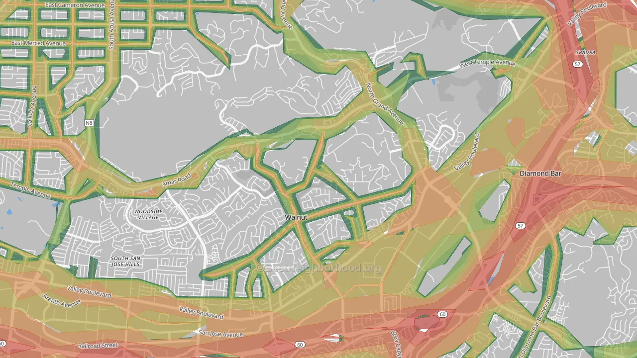Walnut, CA Map of Noise Levels in Walnut
