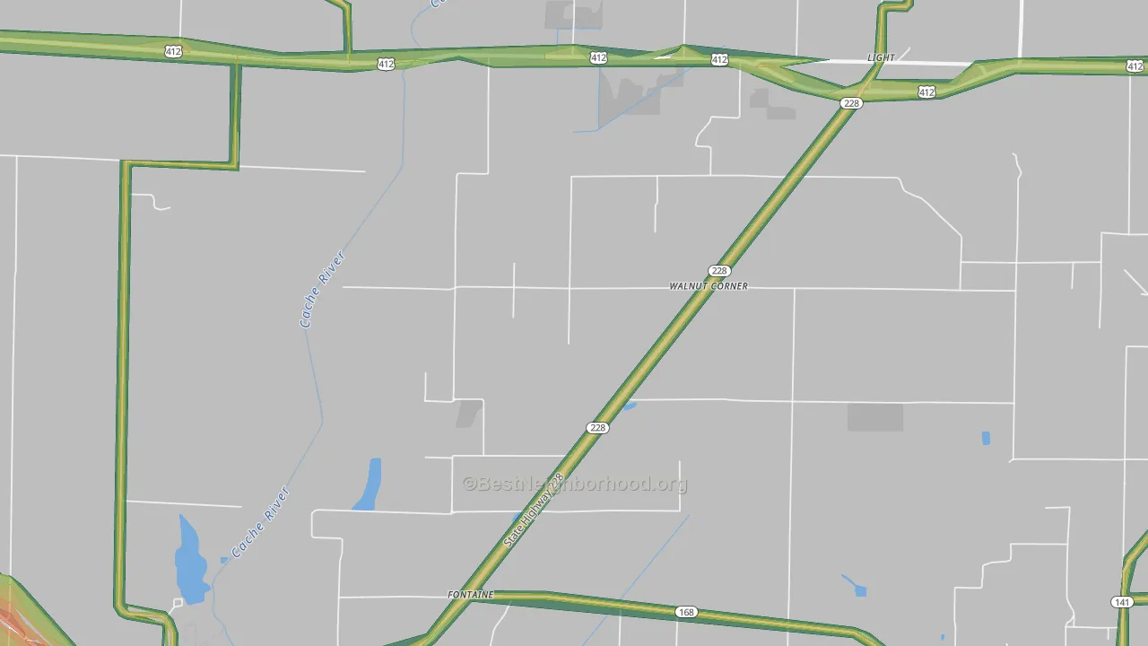 Walnut Corner, AR Map of Noise Levels in Walnut Corner