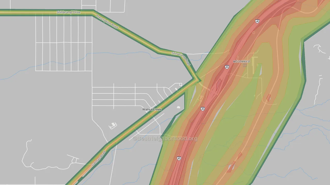 Walnut Creek, AZ Map of Noise Levels in Walnut Creek