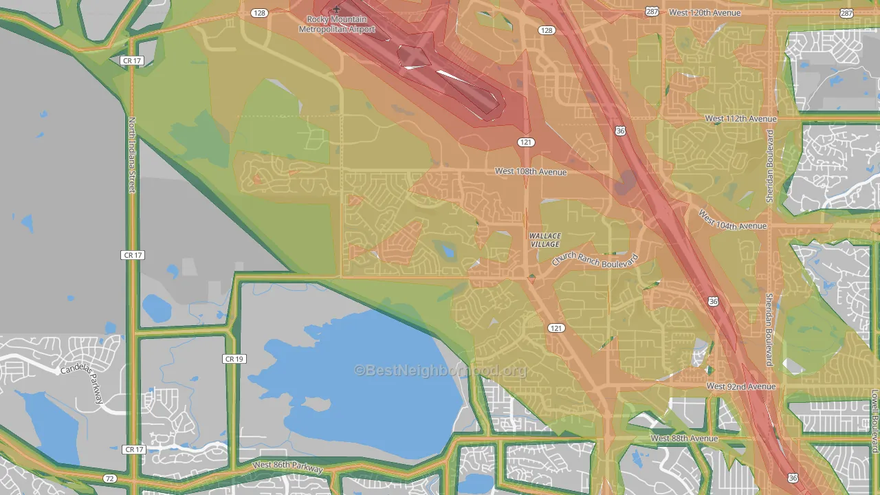 Walnut Grove, Broomfield, CO Map of Noise Levels in Walnut Grove