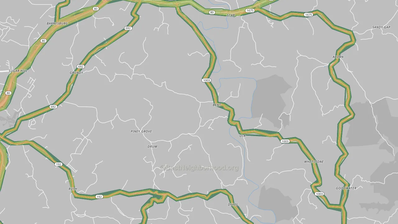 Walnut Grove, KY Map of Noise Levels in Walnut Grove