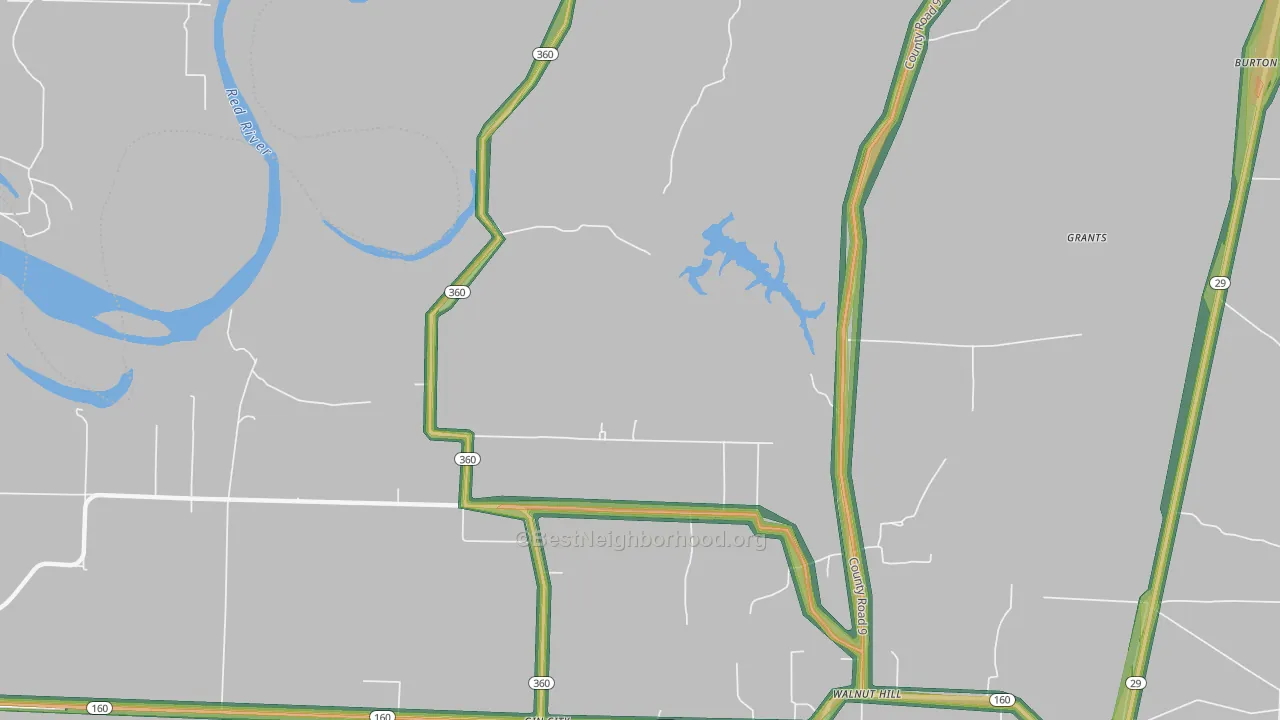 Walnut Hill, AR Map of Noise Levels in Walnut Hill