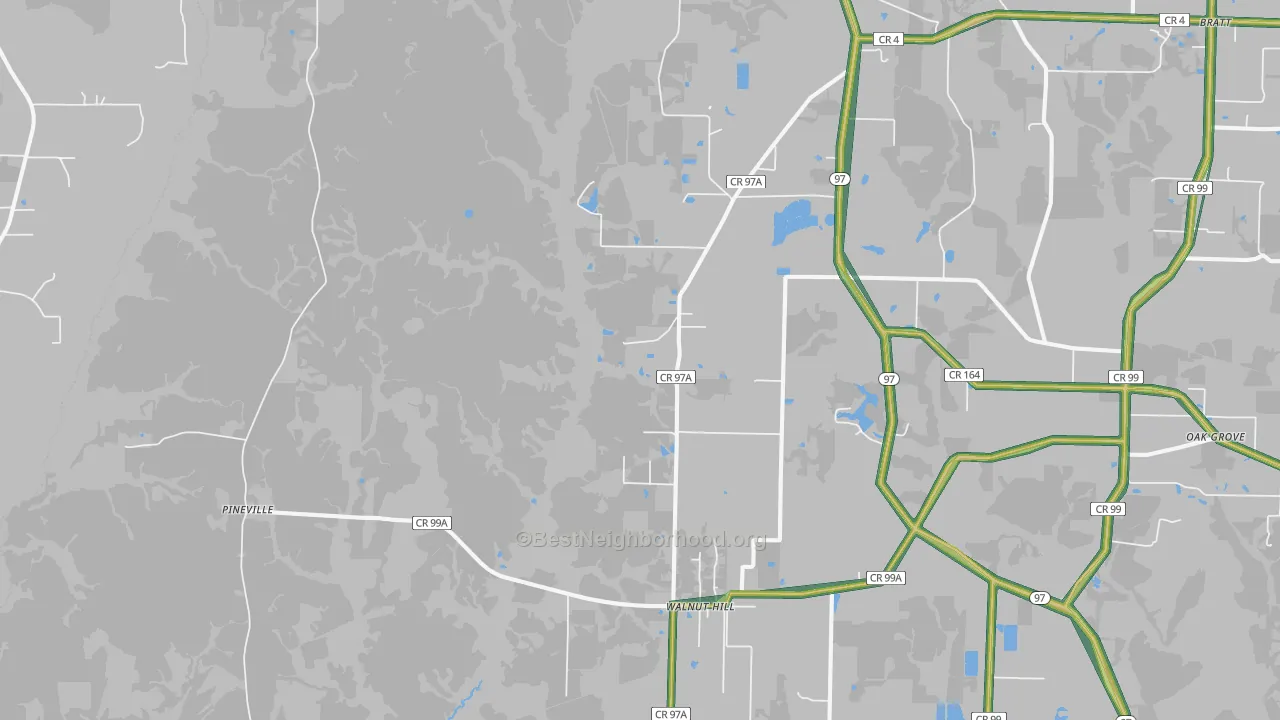 Walnut Hill, FL Map of Noise Levels in Walnut Hill