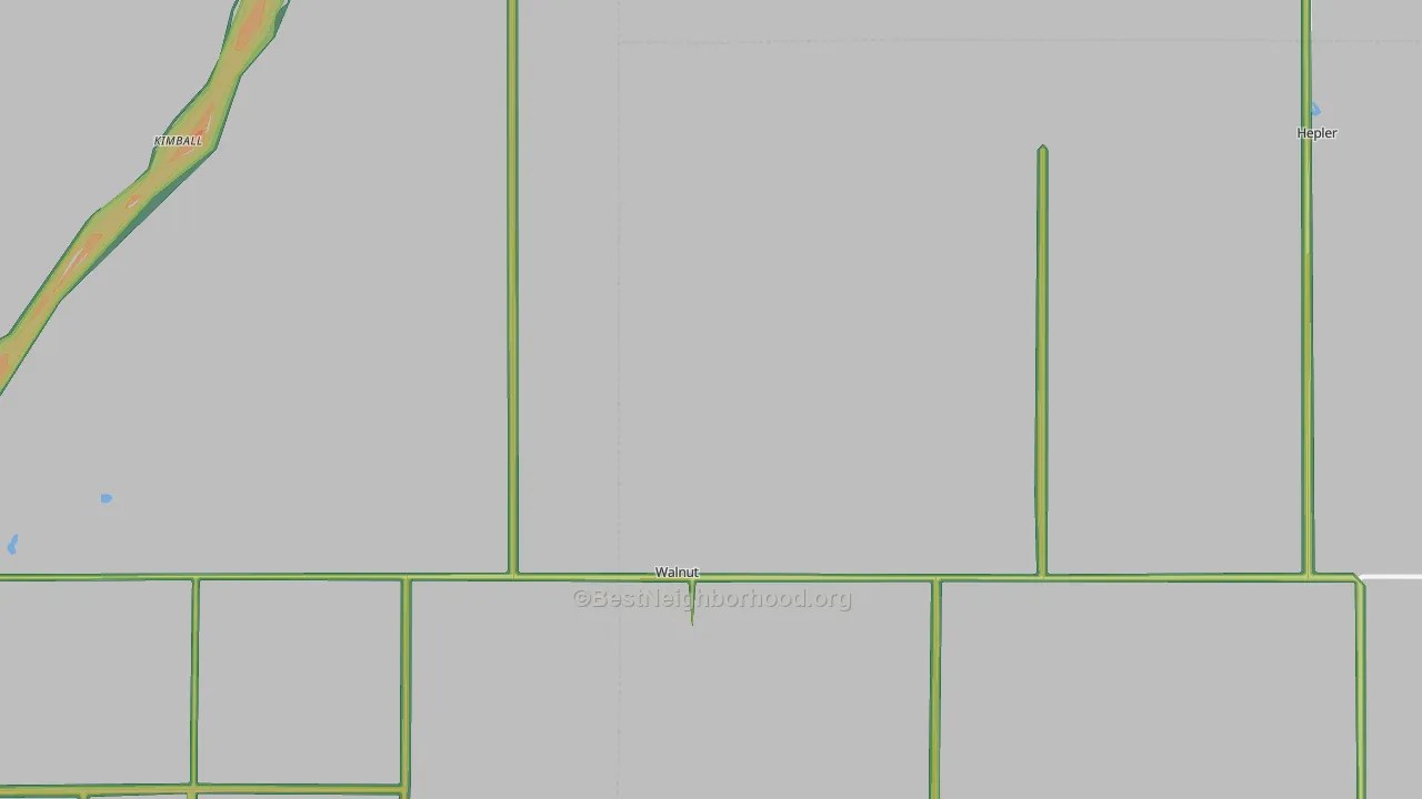 Walnut, KS Map of Noise Levels in Walnut