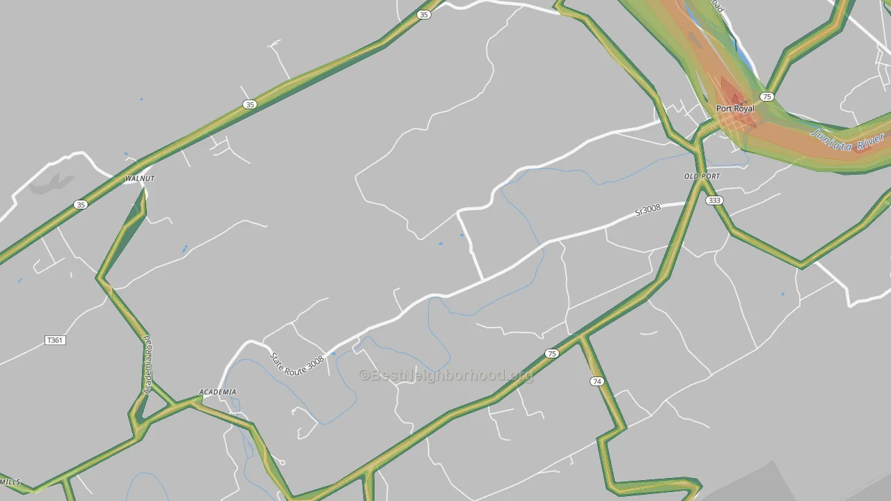 Walnut, PA Map of Noise Levels in Walnut