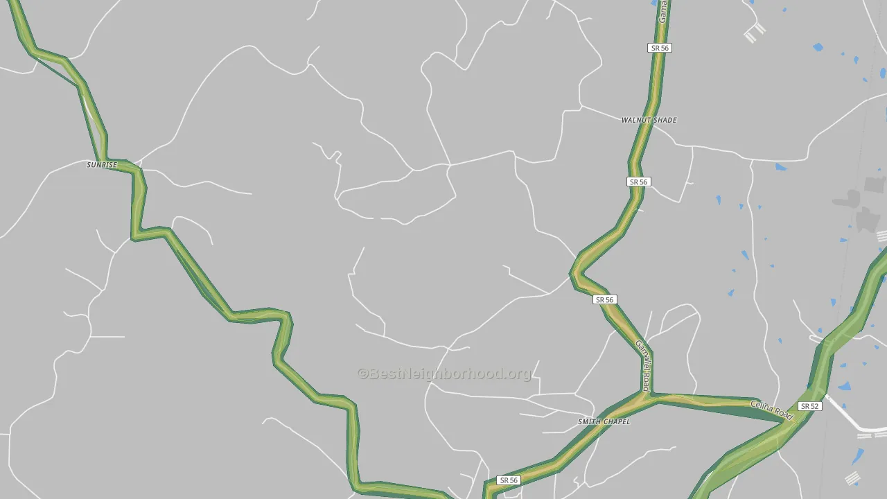 Walnut Shade, TN Map of Noise Levels in Walnut Shade