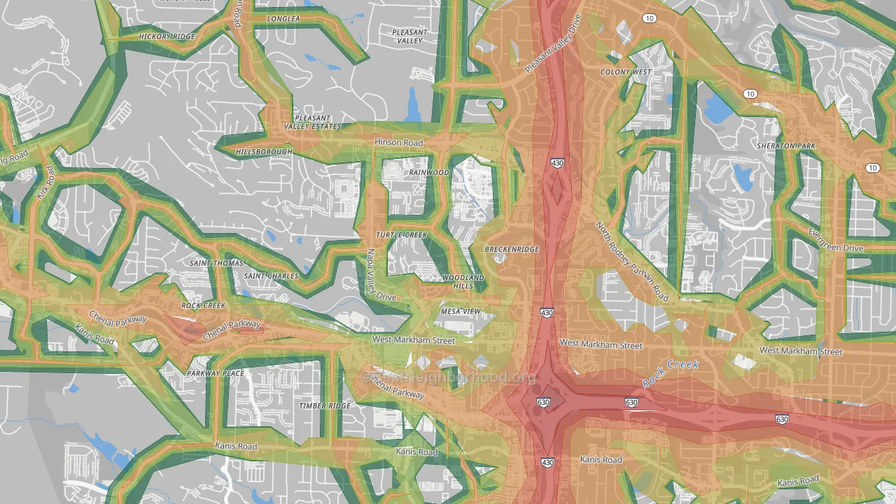 Walnut Valley, Little Rock, AR Map of Noise Levels in Walnut Valley