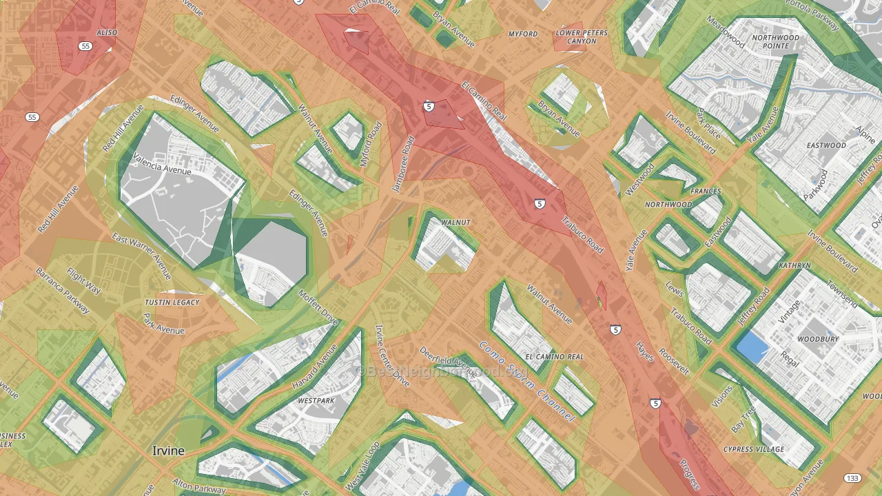 Walnut Village, Irvine, CA Map of Noise Levels in Walnut Village