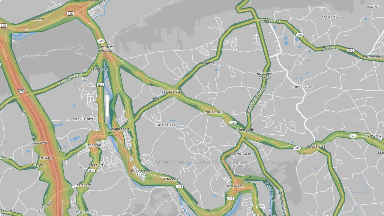 Walnutport, PA Map of Noise Levels in Walnutport