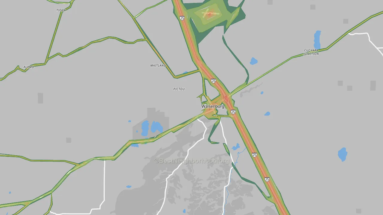Walsenburg, CO Map of Noise Levels in Walsenburg