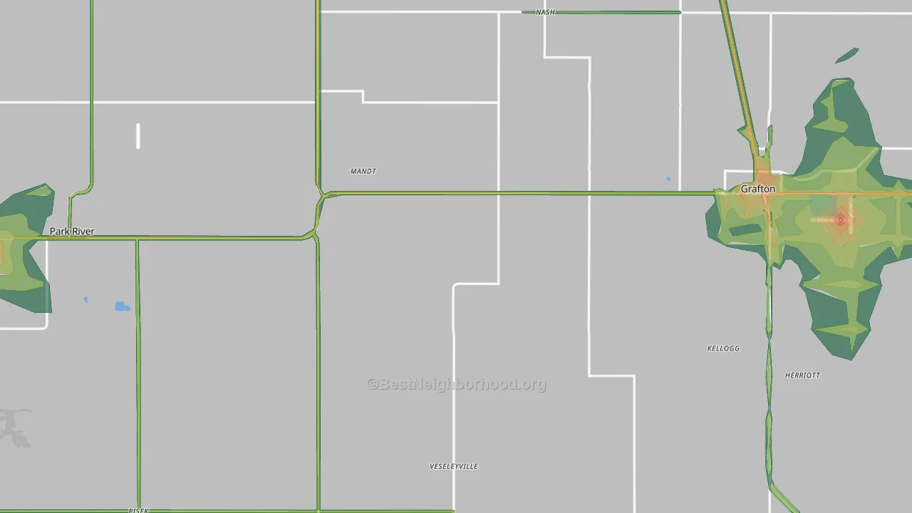 Walsh County, ND Map of Noise Levels in Walsh County
