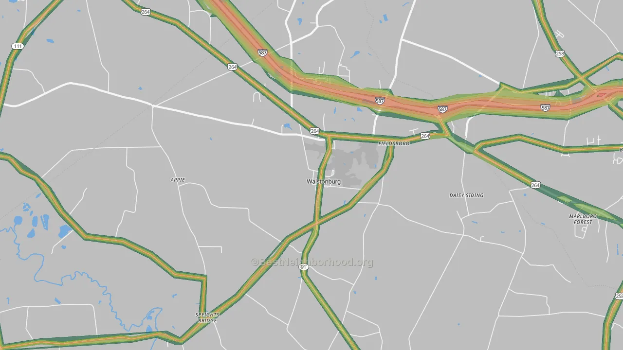 Walstonburg, NC Map of Noise Levels in Walstonburg