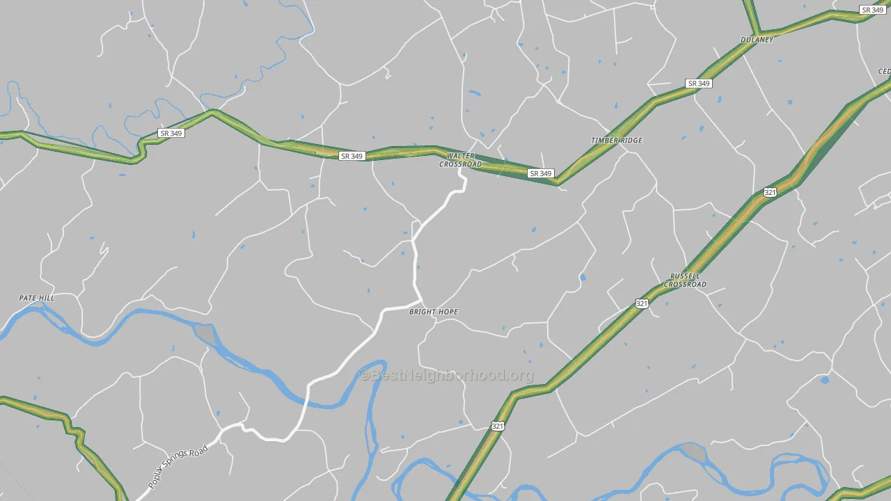 Walter Crossroad, TN Map of Noise Levels in Walter Crossroad