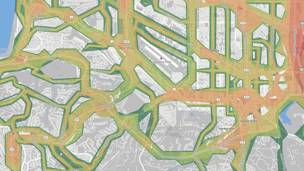 Walteria, Torrance, CA Map of Noise Levels in Walteria