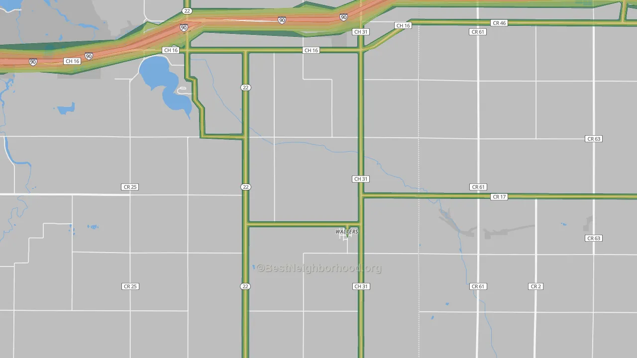 Walters, MN Map of Noise Levels in Walters