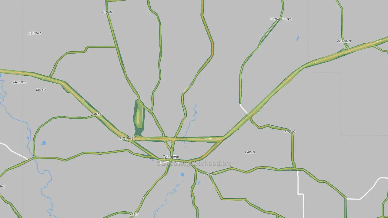 Walthall County, MS Map of Noise Levels in Walthall County