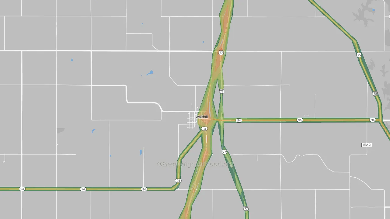 Walthill, NE Map of Noise Levels in Walthill