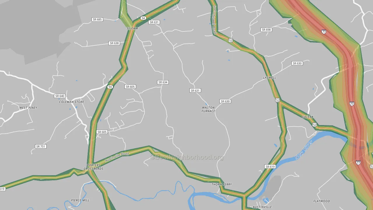 Walton Furnace, VA Map of Noise Levels in Walton Furnace